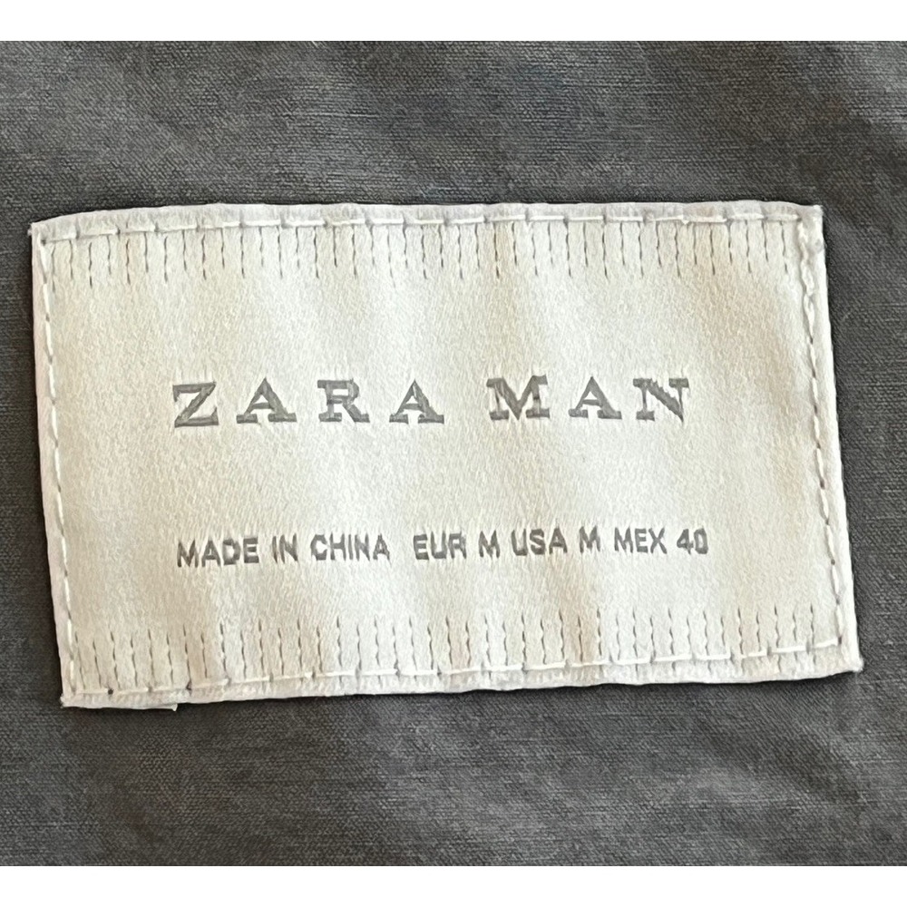 Zara‎ Man Jacket Lightweight Sz M Gray Conch Waist Zipper Snap Button Hood - Picture 12 of 14